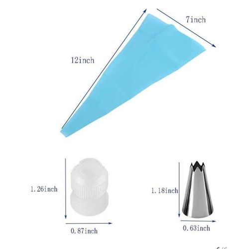 Silicone Reusable Icing Piping Bag Stainless Steel 6 Nozzle Set Cake Decorating Tool