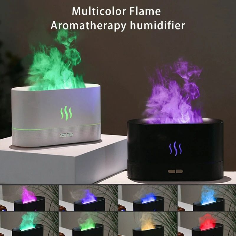 Portable Cool Mist Usb Led change color 7 colors fire flame room humidifier Aroma Essential Oil Diffuser h2o air humidifier