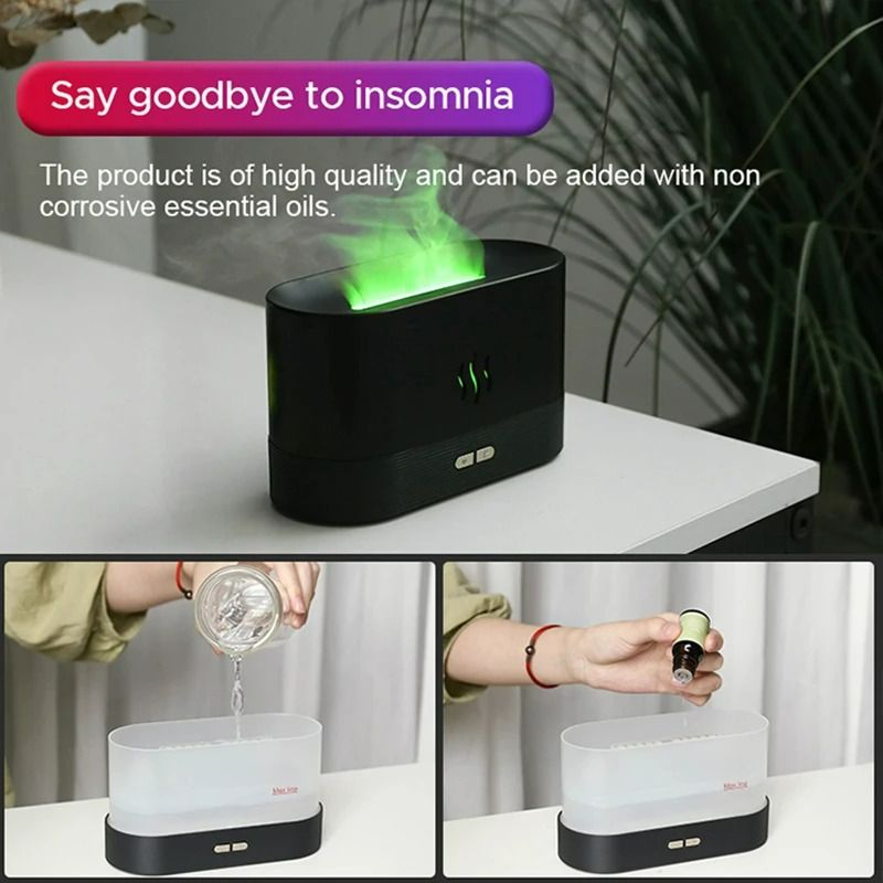 Portable Cool Mist Usb Led change color 7 colors fire flame room humidifier Aroma Essential Oil Diffuser h2o air humidifier
