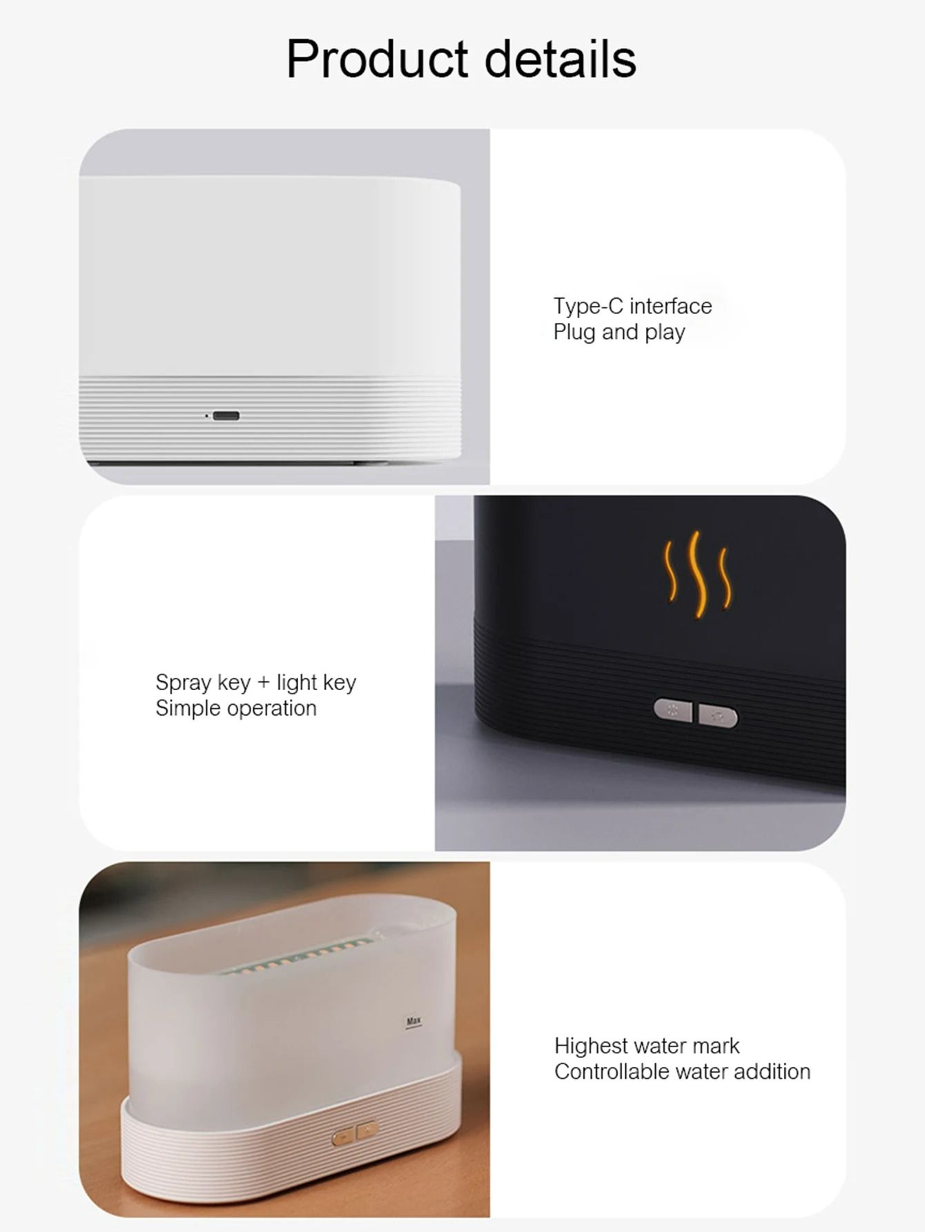 Portable Cool Mist Usb Led change color 7 colors fire flame room humidifier Aroma Essential Oil Diffuser h2o air humidifier