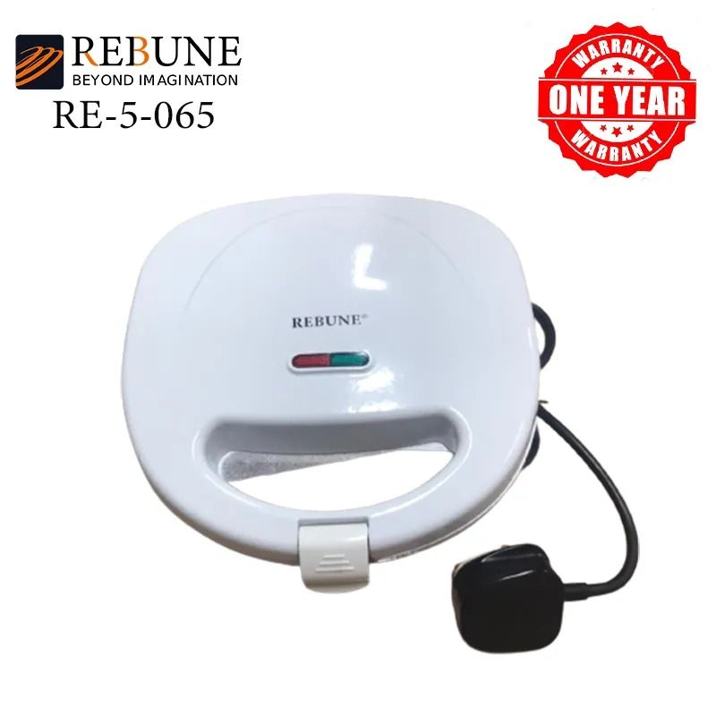 Rebune RE-5-065 2 Slice Waffle Maker Non-Stick Coating White and BlacK 750W