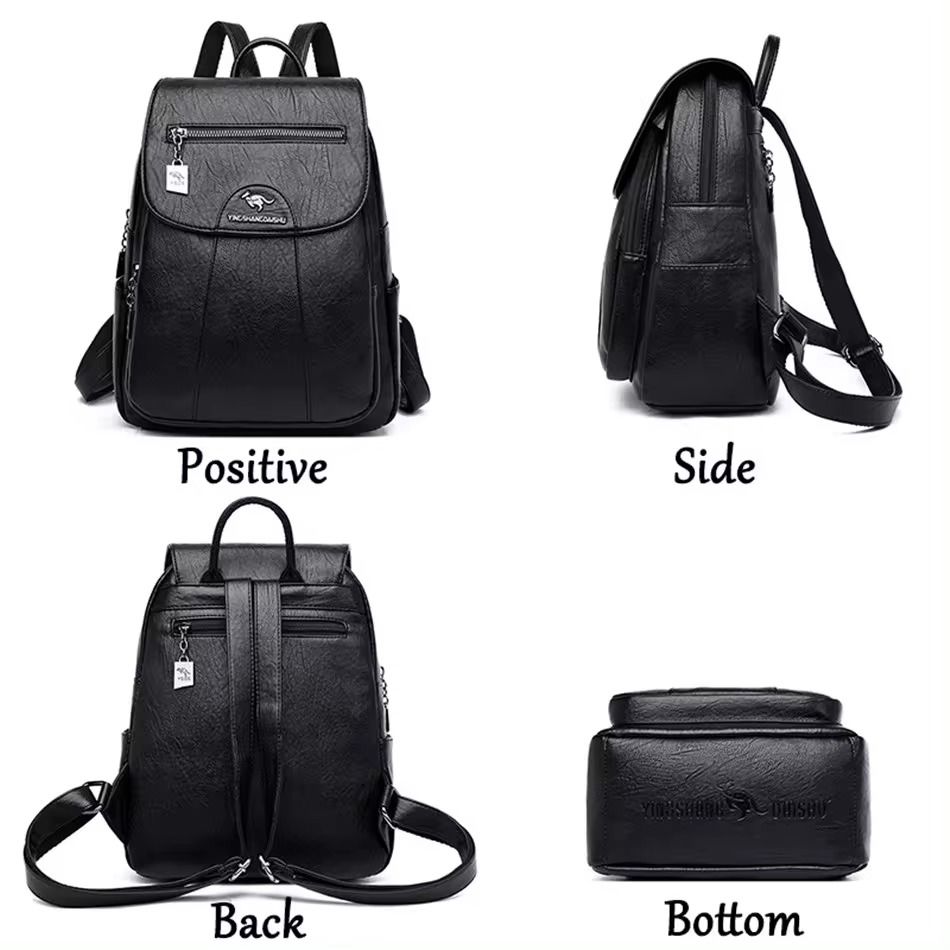 Women's Backpack New High Quality Soft Leather Leisure Travel Large Capacity School Bags for Teenage Girls