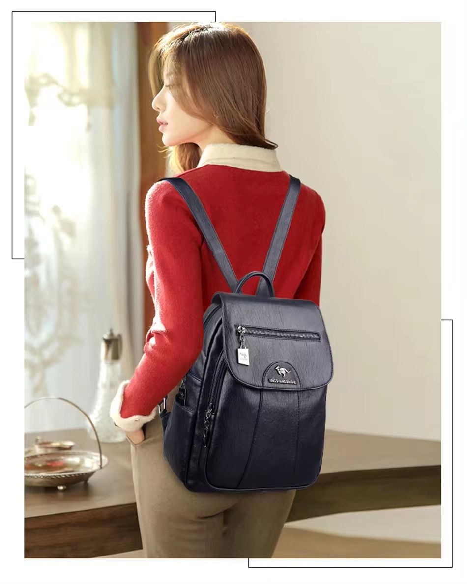 Women's Backpack New High Quality Soft Leather Leisure Travel Large Capacity School Bags for Teenage Girls
