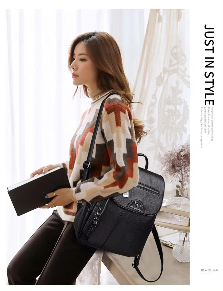 Women's Backpack New High Quality Soft Leather Leisure Travel Large Capacity School Bags for Teenage Girls