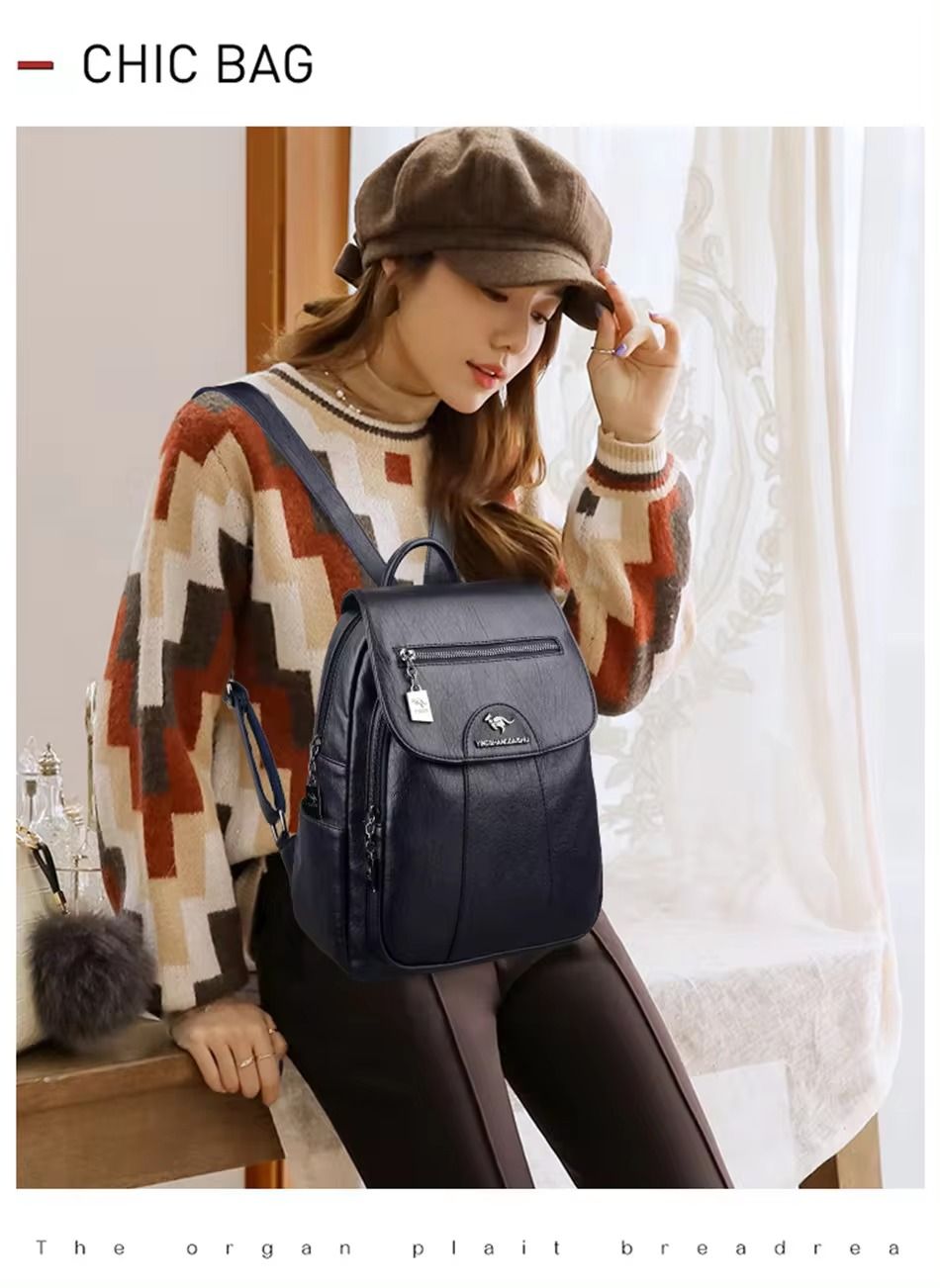 Women's Backpack New High Quality Soft Leather Leisure Travel Large Capacity School Bags for Teenage Girls