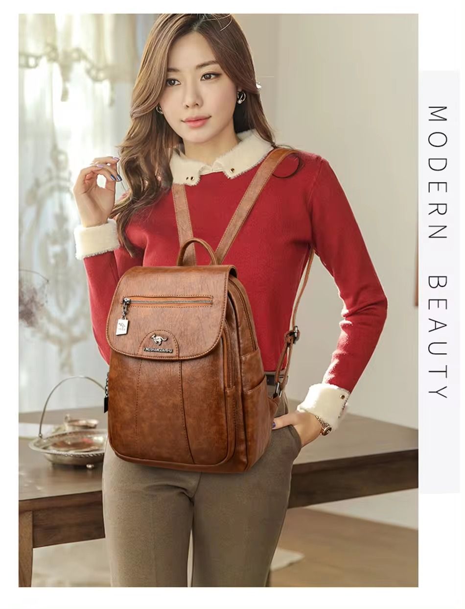 Women's Backpack New High Quality Soft Leather Leisure Travel Large Capacity School Bags for Teenage Girls