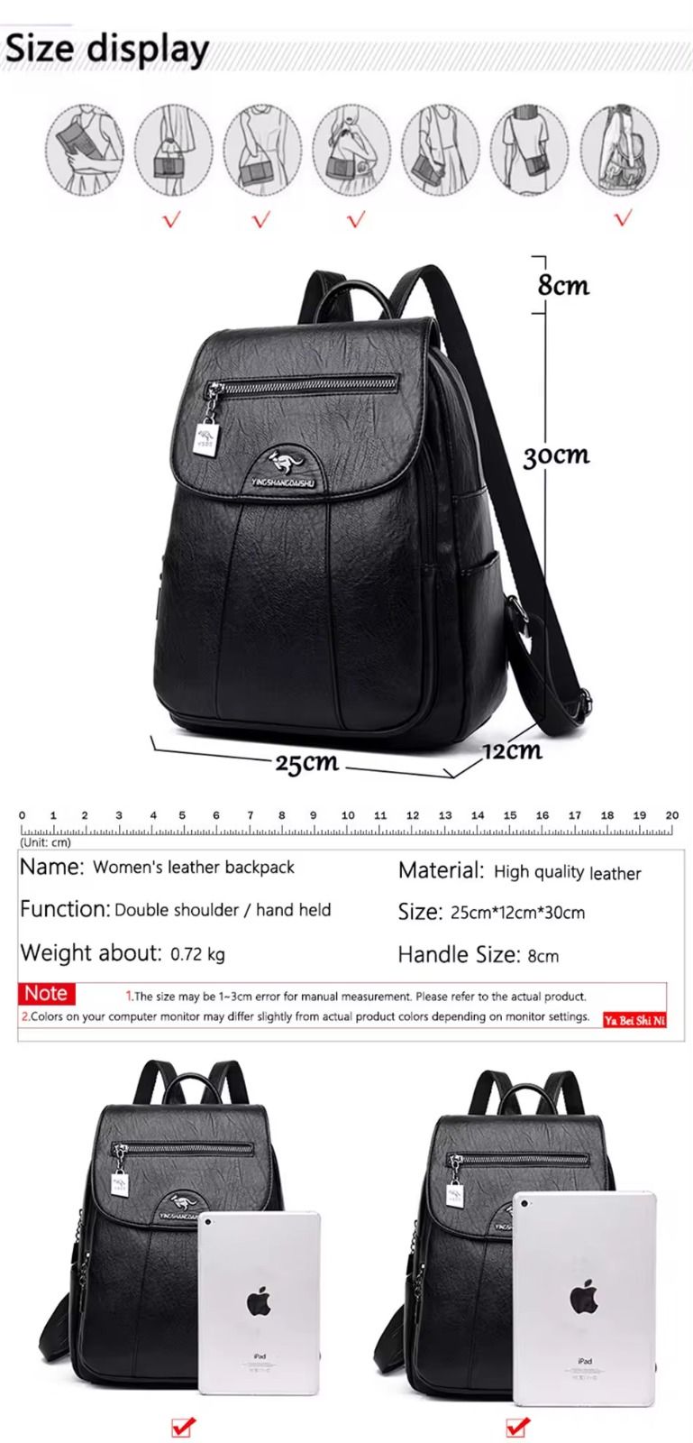 Women’s Backpack New High Quality Soft Leather Leisure Travel Large Capacity School Bags for Teenage Girls