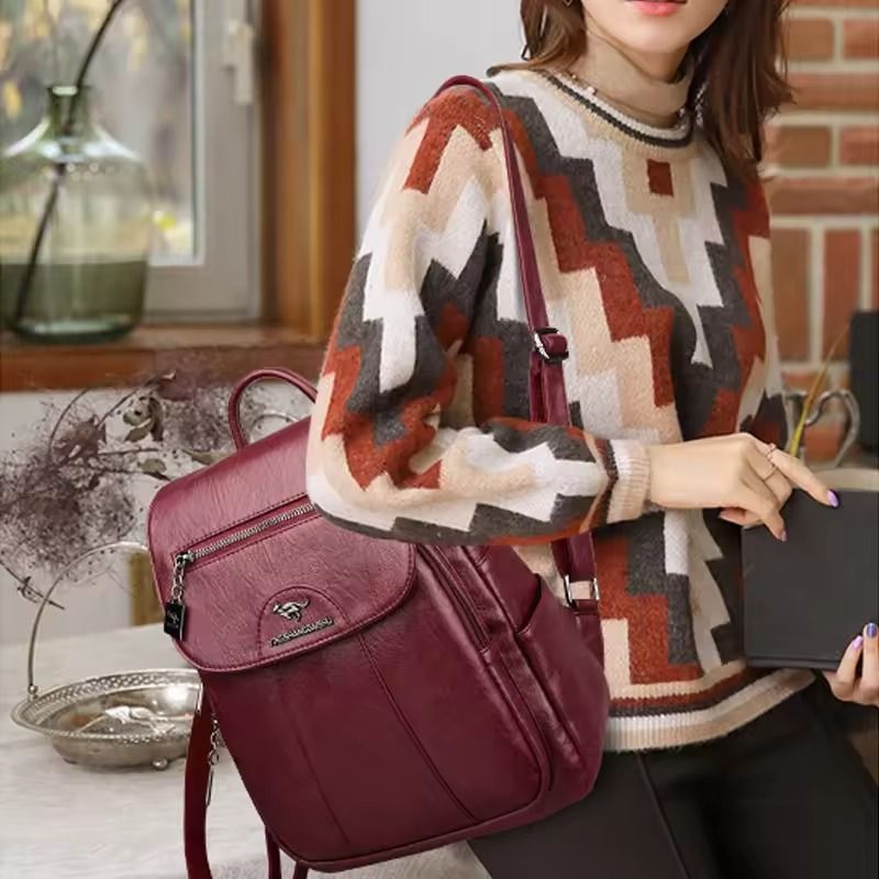 Women’s Backpack New High Quality Soft Leather Leisure Travel Large Capacity School Bags for Teenage Girls