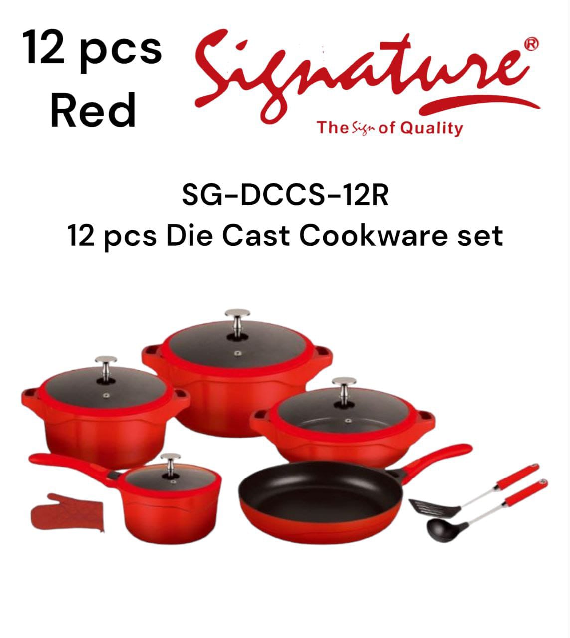 Premium 12-piece Die Cast Cookware set, meticulously crafted to meet the demands of modern kitchens