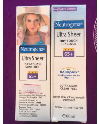 Neutrogena Ultra Sheer Dry-Touch Sunblock Cream SPF 65+ with broad spectrum uba ubv Light Sun screen Protection