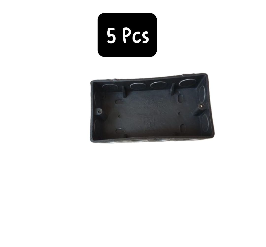 Switch Or Wall Socket Boxes, Double White or Black, 5 Pcs