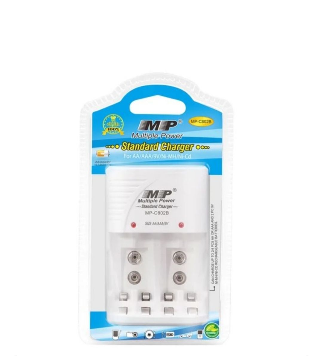 Multiple Power Rechargeable Battery Chargers For AA, AAA And 9V Types