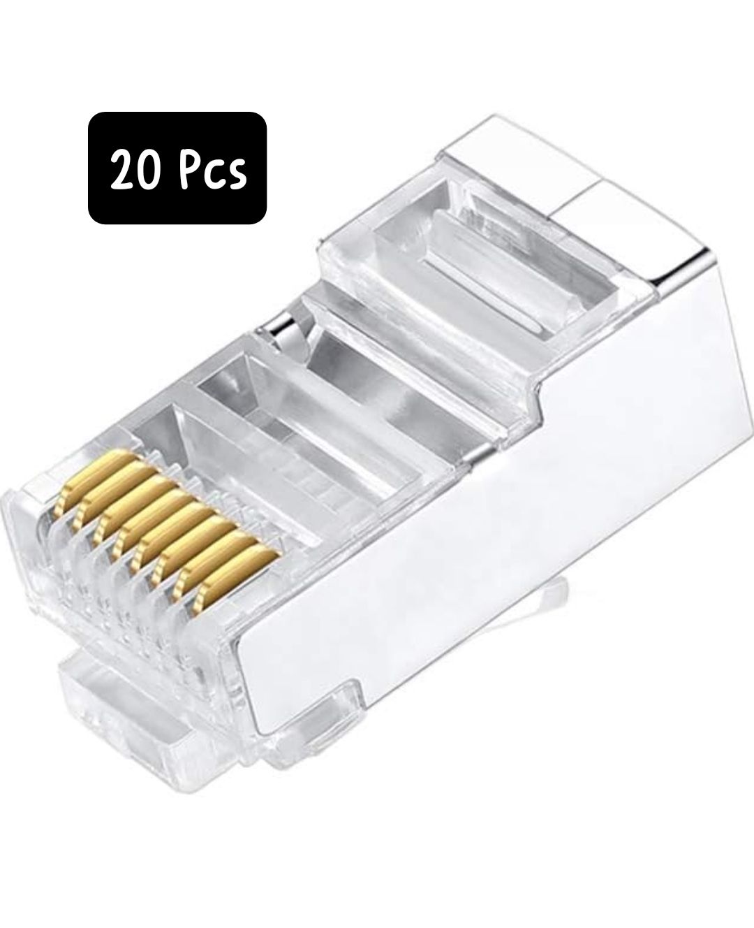 RJ45 CAT6 Connectors metallic, 20 pcs