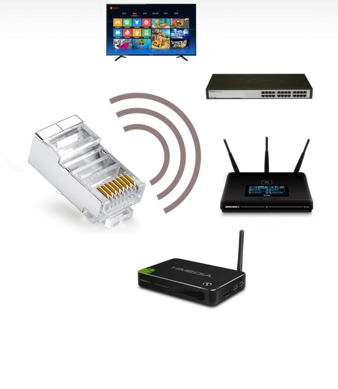 RJ45 CAT6 Connectors metallic, 20 pcs