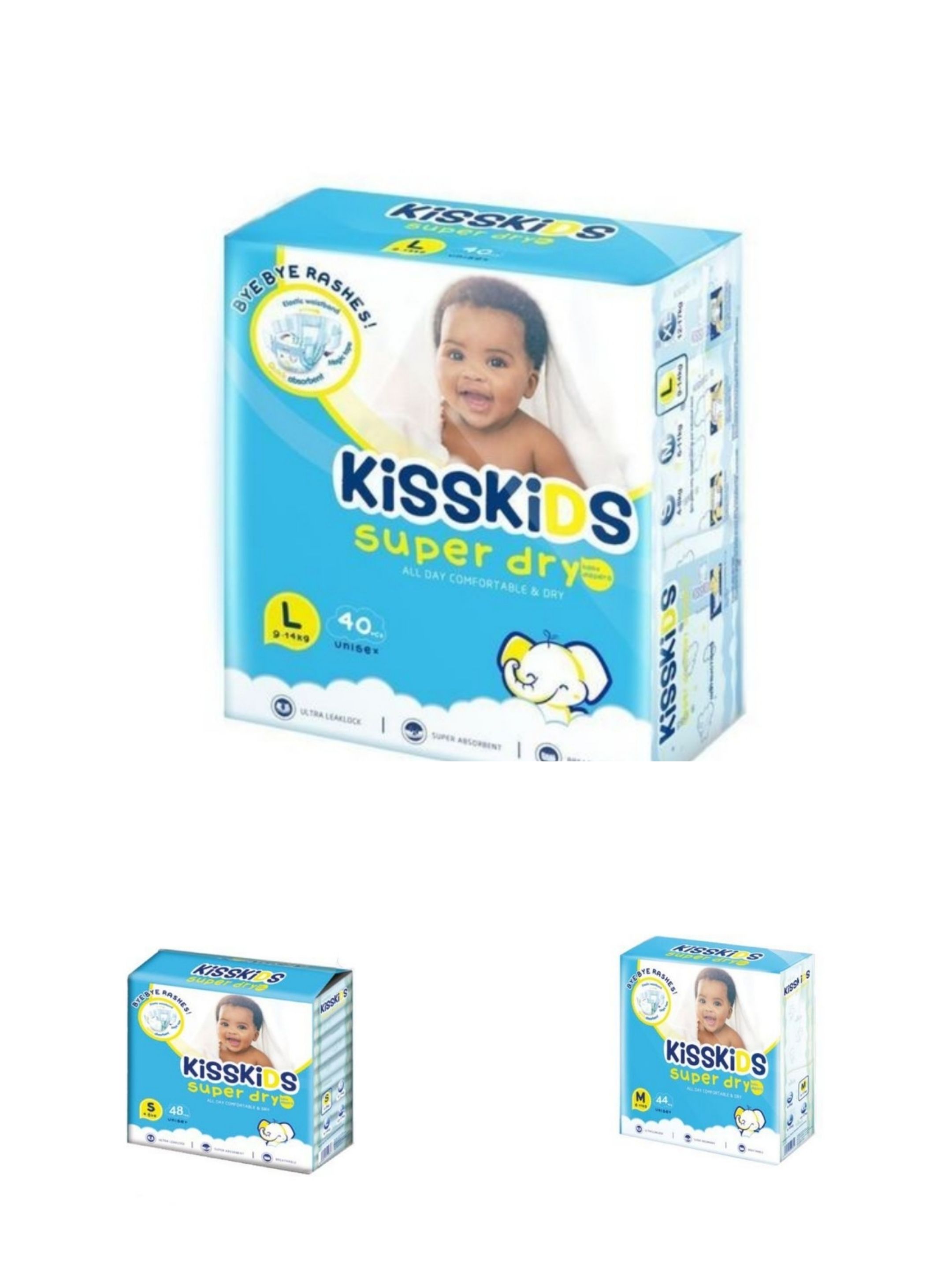 Kisskids Baby Diapers, Small, Medium and Large