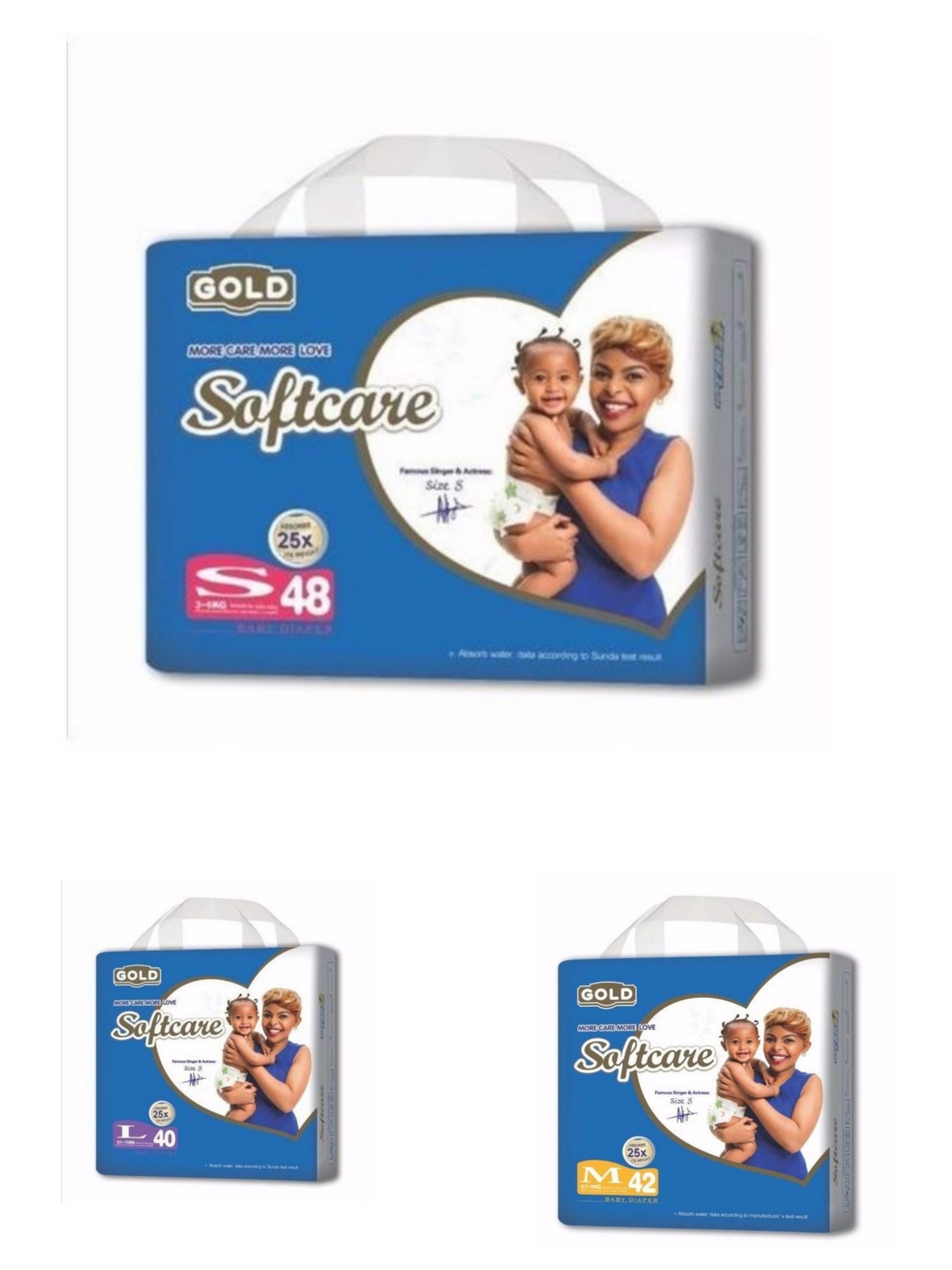 Softcare Baby Diapers, Small, Medium or Large sizes