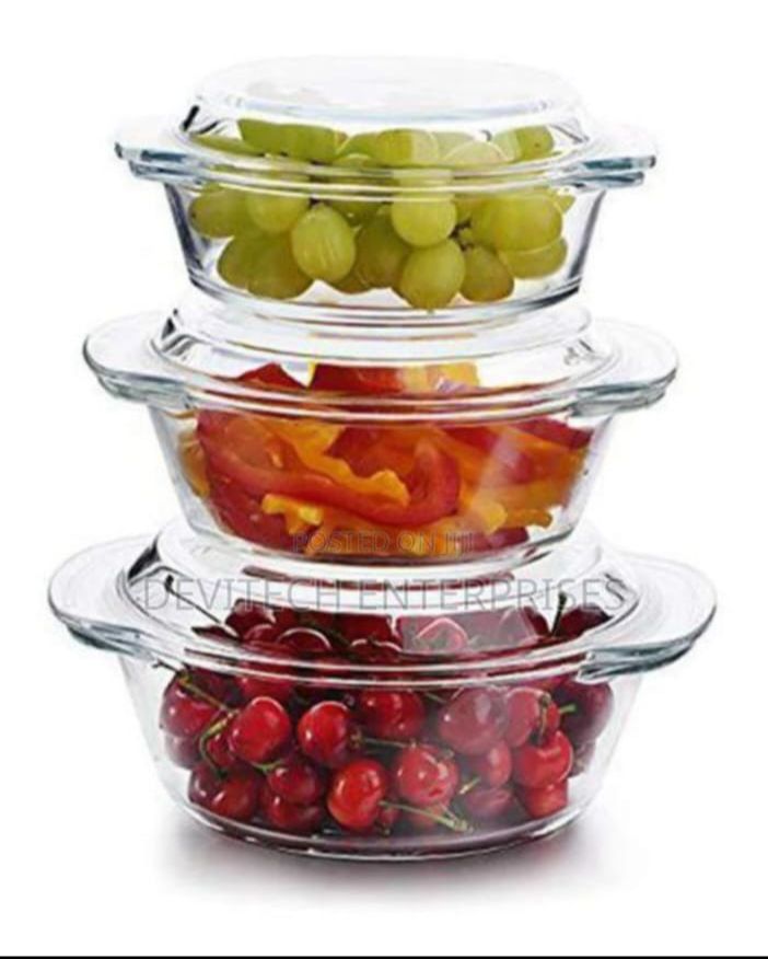 Signature 3Pcs Glass Casserole Set, Borosilicate Glass, High Thermal Shock Resistant Container Casserole With Lid Microwave, Electric Oven, Freezer And Dishwasher Safe