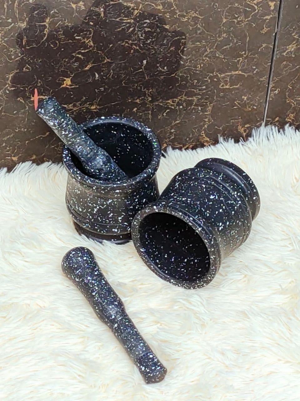 Mortar and Pestle Set - 100% Natural 2 Cup Unpolished Granite - Grind, Crush & Mash Spices and More - Easy to Use & Clean - Solid Stone Mortar and Pestle Large