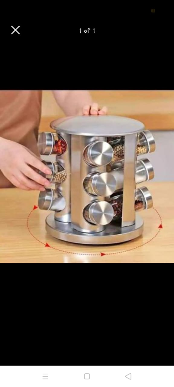 DOUBLE 2 C Revolving Countertop Spice Rack Stainless Steel Seasoning Storage Organization,Spice Carousel Tower for Kitchen Set of 16 Jars (16Jars)