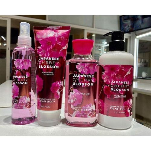 [OFFER] 4 Pack My Dear Body Japanese Cherry Blossom Contains Shower Gel, Body Splash, Body Cream and Body Lotion Sweet Fresh Scent Keep Fresh Body Washes 4 in 1 Signature Collection Body Luxuries Set