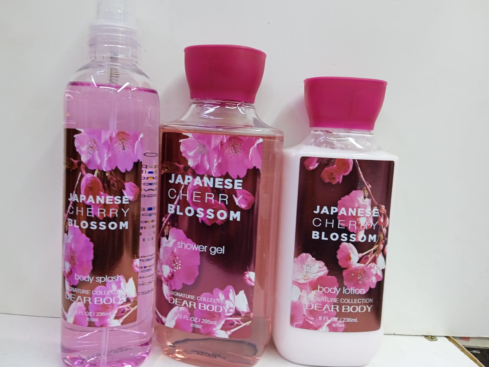 4 Pack Dear Body Japanese Cherry Blossom Shower Gel, Body Splash, Body Cream and ButterSweet Fresh Scent Keep Fresh Body Washes Leaves The Skin Keep Body Fresh Signature Collection Body Luxuries