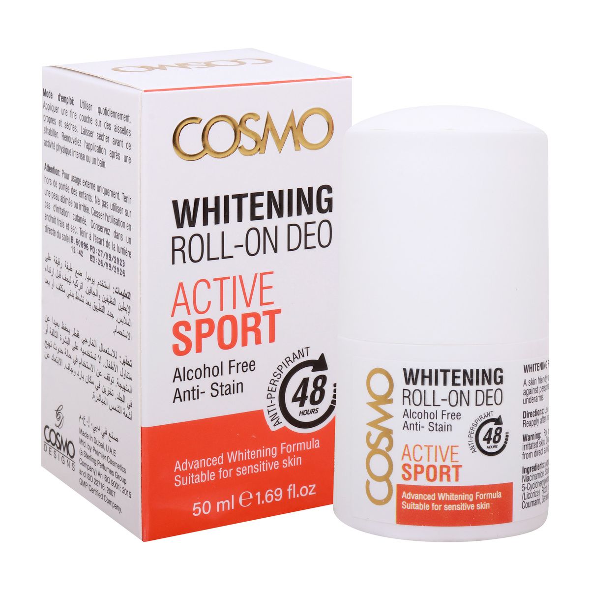 Cosmo Whitening Roll-On Deo Active Sport 50 ml Women Fragrance Refreshing Fragrance For All-day Fonfidence Combination Deodorants and Antiperspirant Compact Personal Care