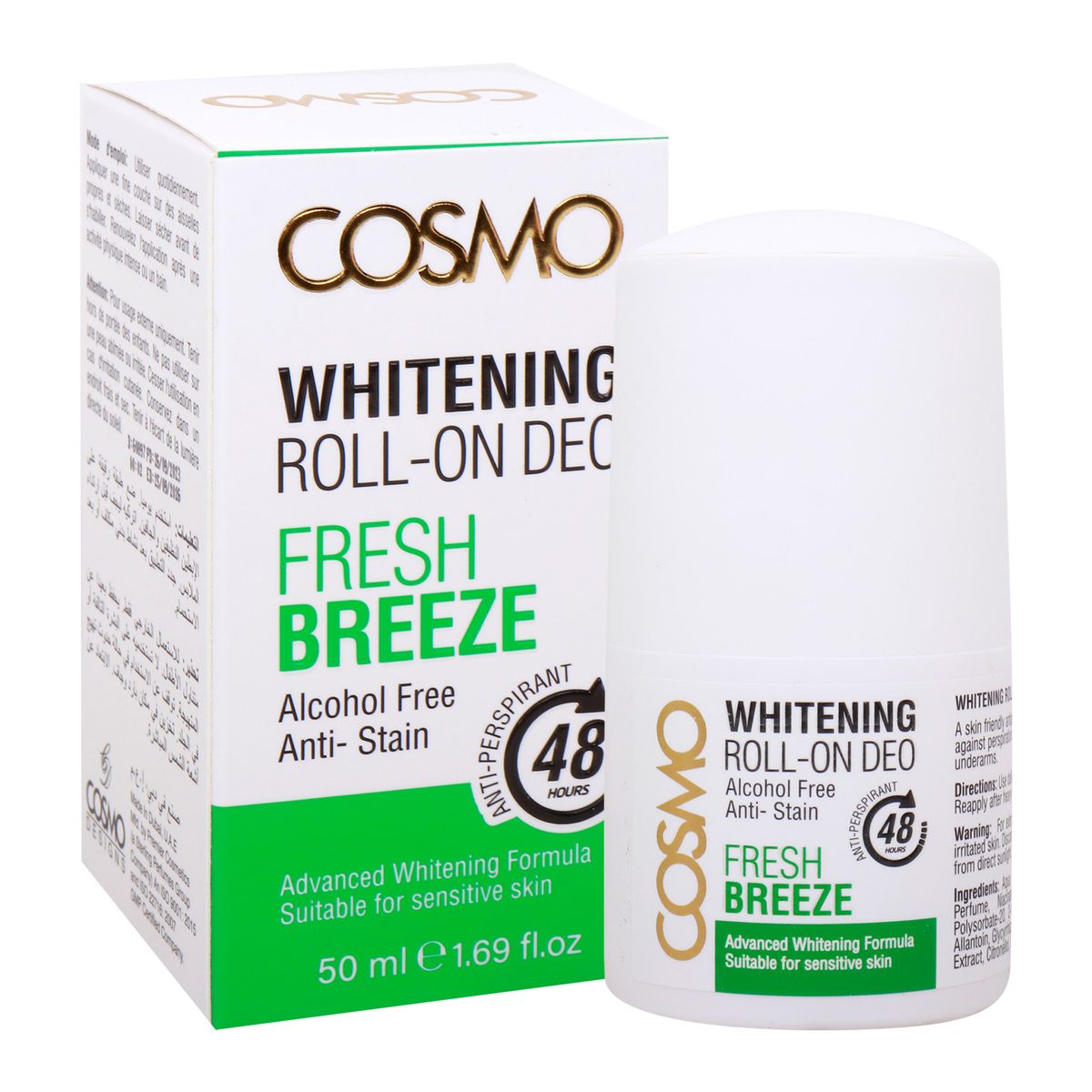Cosmo Whitening Roll-On Deo Fresh Breeze 50 ml Fragrance Refreshing Fragrance For All-day Confidence Combination Deodorants and Antiperspirant Compact Personal Care