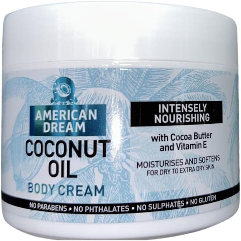 American Dream  Coconut Oil Cream With Cocoa Butter & Vitamin E  Intensely Nourishing 500ml Ultra Moisturising Body Butter Cream With Coconut Oil and Vitamin E