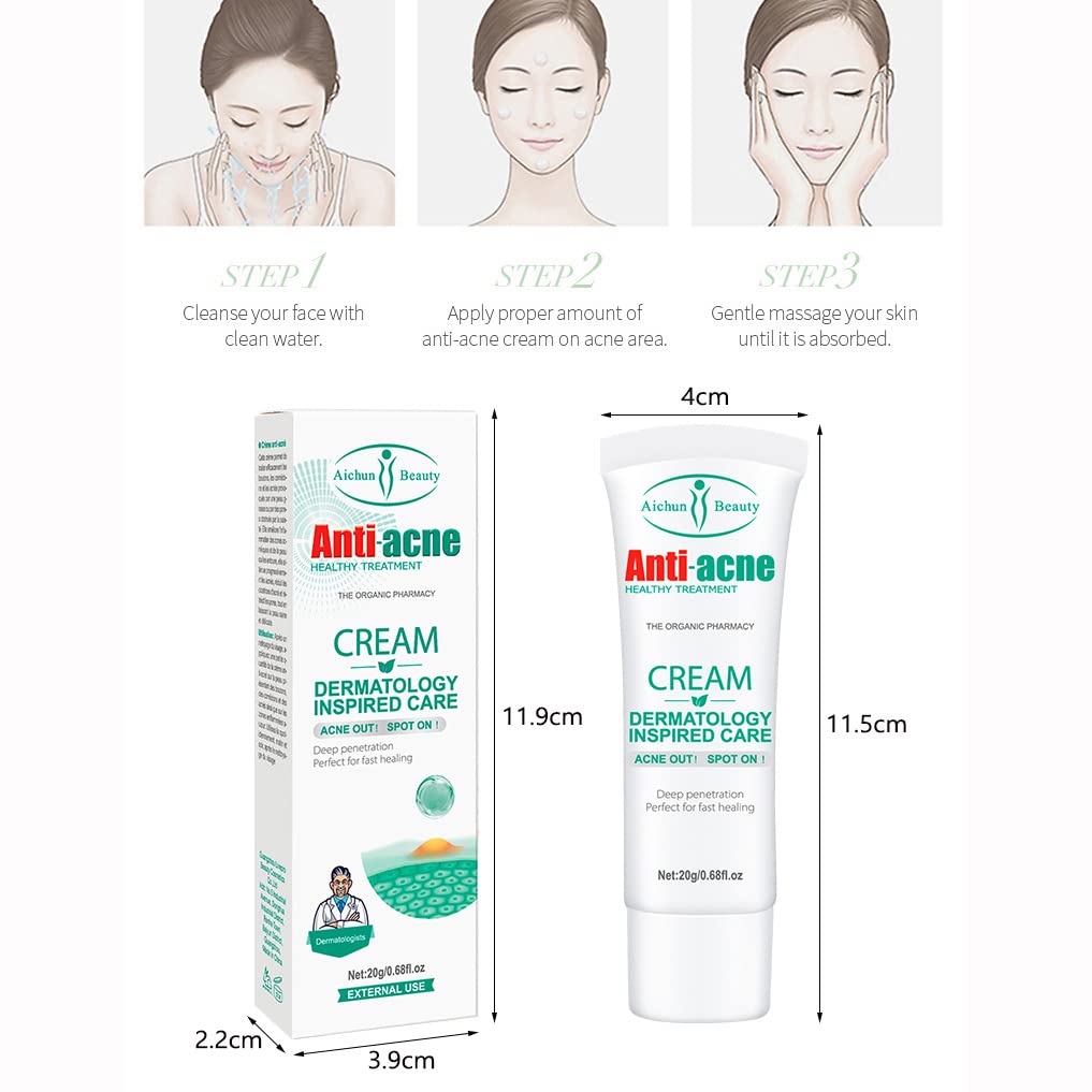 AICHUN BEAUTY Anti-Acne Cream Treats Pimple Clogged Pores Oil Control Reduces Acne Scars Shrinks Pores  0.68fl.oz cne Control Cleansing Oil Control Face Cream & Moisturizer