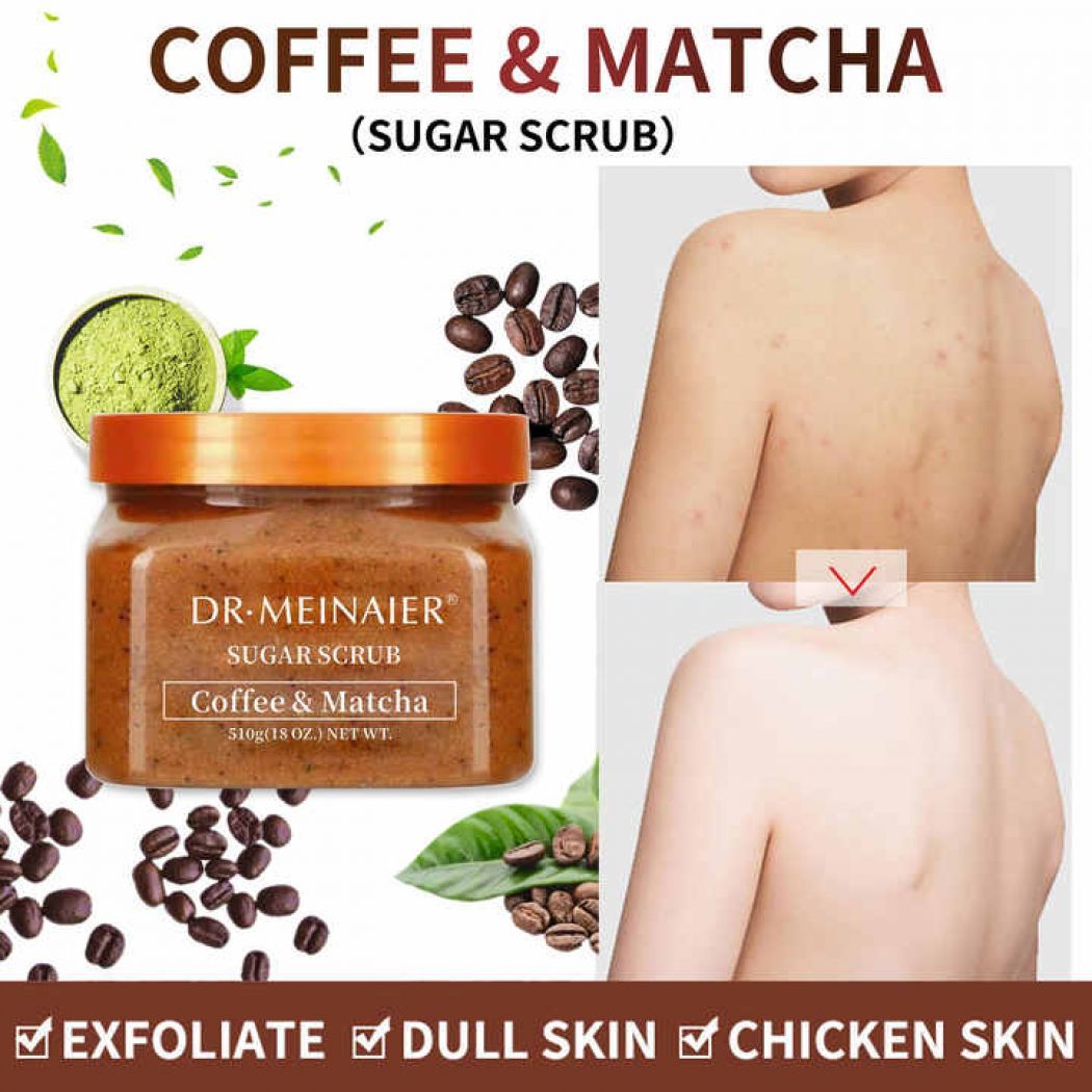 Dr Meinaier Sugar Scrub Coffe And Matcha 650g Polishes, Firms, Anti Spots Exfoliates Dead Skin Cells, Promote Blood Circulation, Hydrate The Skin, Nourishes & Softens Body Scrubs