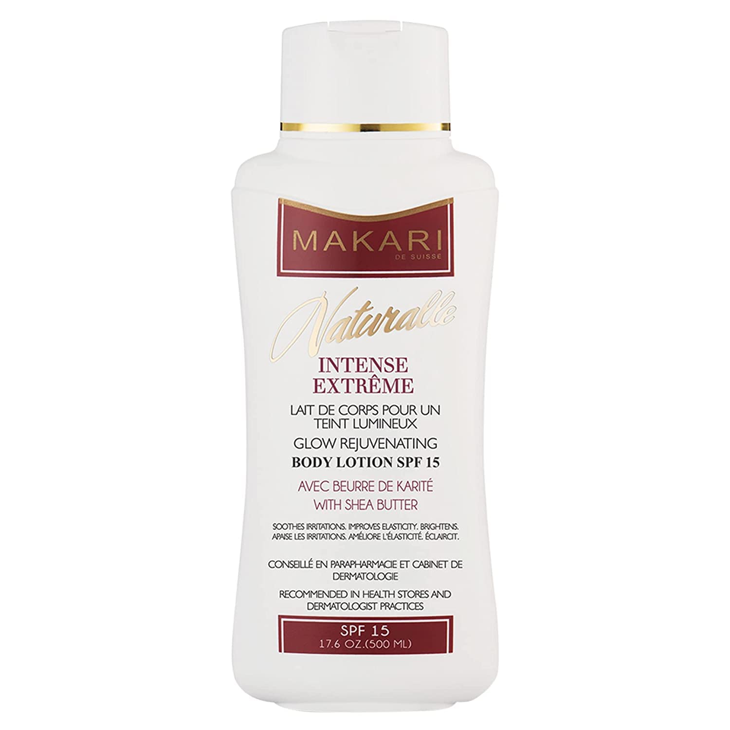 MAKARI Naturalle Intense Extreme Body Lotion SPF15 (500ml) | Toning Body Lotion for Dry to Normal Skin Types | Brightens Complexion and Helps Fade Marks | Soothes and Conditions with Shea Butter