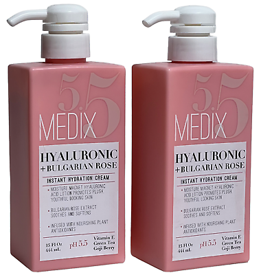 Medix 5.5 Hyaluronic Acid Cream w/Bulgarian Rose For Face & Body. Intense Hydrating Cream For Wrinkles & Fine Lines. Anti-Ageing Cream w/Goji Berry, Green Tea, Vitamin E. 444mL