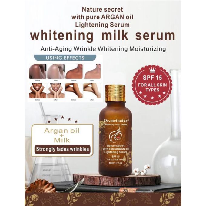DR MEINAIER Whitening Milk Serum +Argan Oil SPF 15 Anti-aging Fade Spots Clarify Your skin and be Blemish Free Clears Dark Spots Blemishes Blackheads Body Serums