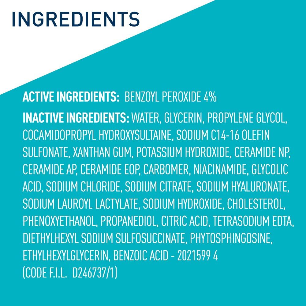 Foaming Cream Cleanser | Acne Treatment Face Wash with 4% Benzoyl Peroxide, Hyaluronic Acid, and, Niacinamide | Cream to Foam Formula | Fragrance Free
