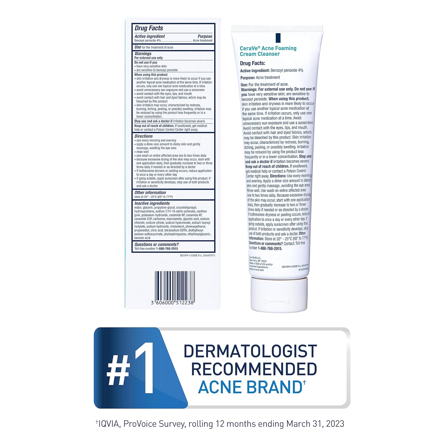 Foaming Cream Cleanser | Acne Treatment Face Wash with 4% Benzoyl Peroxide, Hyaluronic Acid, and, Niacinamide | Cream to Foam Formula | Fragrance Free