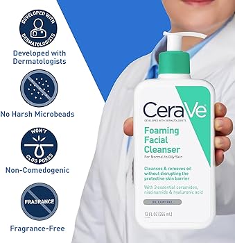 237ml Face Cleanser for Normal to Oily Skin 355ml with Niacinamide and 3 Essential Ingredients Gentle On The skin Fragrance free Non-comedogenic Face Cleansers