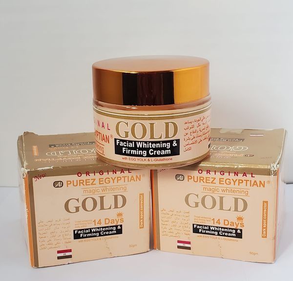Purec Egyptian Magic Whitening Firming Gold Facial Cream 50g Dark spot Corrector Fades Out Blemishes Enriched With Collagen Clears ge Spots and Pimples Body Cream