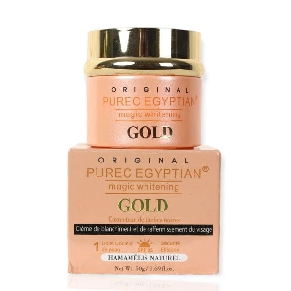 Purec Egyptian Magic Whitening Firming Gold Facial Cream 50g Dark spot Corrector Fades Out Blemishes Enriched With Collagen Clears ge Spots and Pimples Body Cream