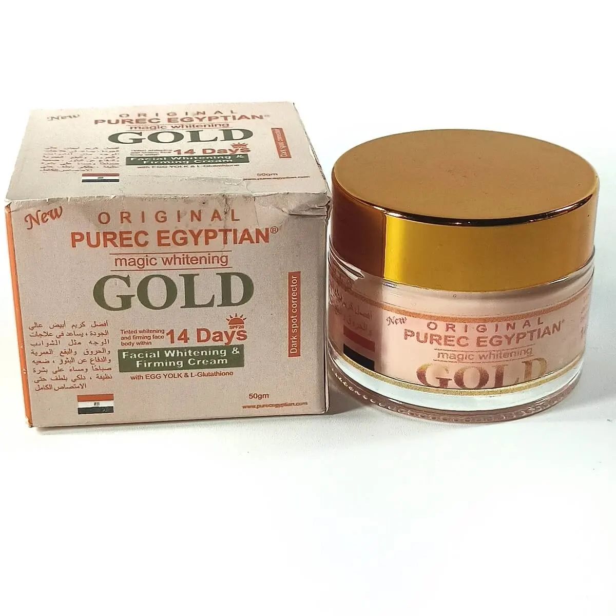 Purec Egyptian Magic Whitening Firming Gold Facial Cream 50g Dark spot Corrector Fades Out Blemishes Enriched With Collagen Clears ge Spots and Pimples Body Cream