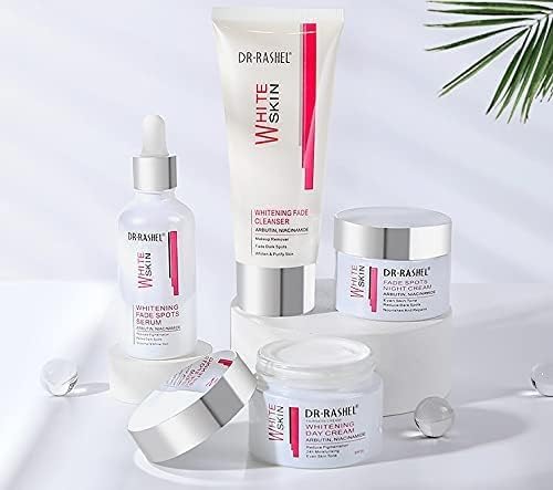 4 Pack Dr Rashel Fade Dark Spots Skin Care Series Kit  Contains Cleanser, Serum, Day Cream and Night Cream (4 Piece Set)  Arbutin and Niacinamide Long Lasting Shine Natural Glow Look Skin Care Set