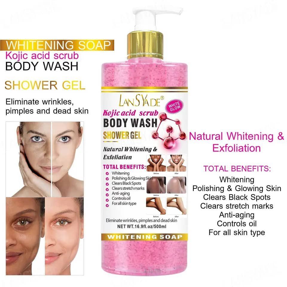 LansYade Inall Collagen Skin Whitening Bath Shower Gel Moisturizing Exfoliating Cleansing Body Wash Liquid Soap Nourish Anti-wrinkle Acne Spot Remover Body Wash