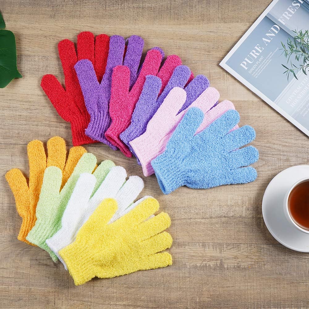 20 Pcs Exfoliating Gloves,Made of 100% Nylon, Shower Double Sided Exfoliating Gloves for Beauty Spa Massage Skin Shower Body Scrubber Bathing Accessories