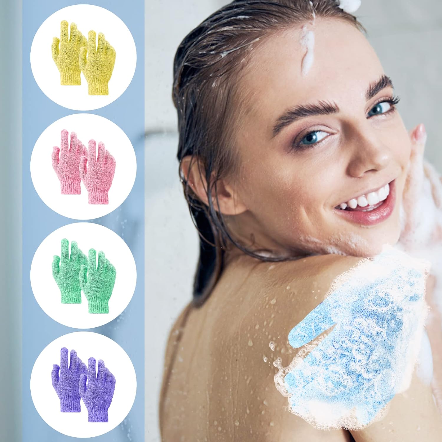 12 Pcs Pair Bath Gloves for Shower Natural Loofah Exfoliating Wash Gloves for Body and Face, Dead Skin Remover, Double Sided Microfibre Shower Body Gloves for Adults and Kids