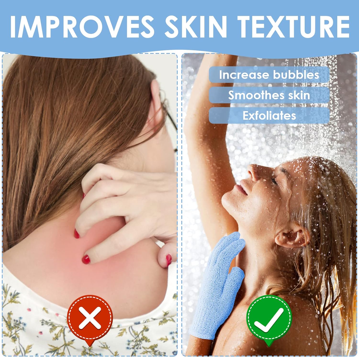 12 Pcs Pair Bath Gloves for Shower Natural Loofah Exfoliating Wash Gloves for Body and Face, Dead Skin Remover, Double Sided Microfibre Shower Body Gloves for Adults and Kids