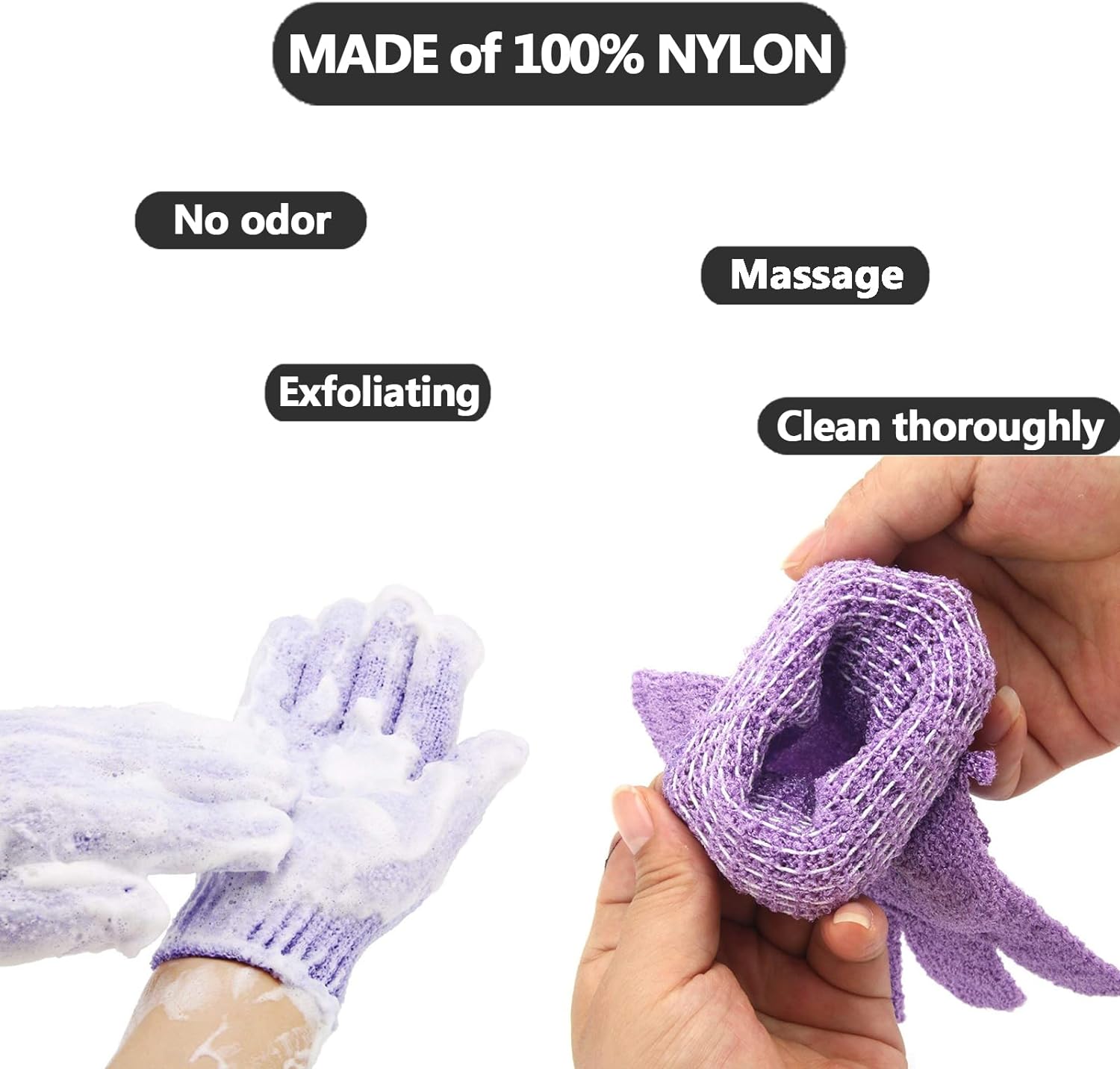 12 Pcs Pair Bath Gloves for Shower Natural Loofah Exfoliating Wash Gloves for Body and Face, Dead Skin Remover, Double Sided Microfibre Shower Body Gloves for Adults and Kids