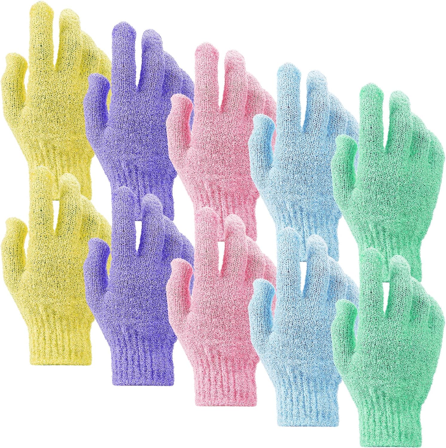 12 Pcs Pair Bath Gloves for Shower Natural Loofah Exfoliating Wash Gloves for Body and Face, Dead Skin Remover, Double Sided Microfibre Shower Body Gloves for Adults and Kids
