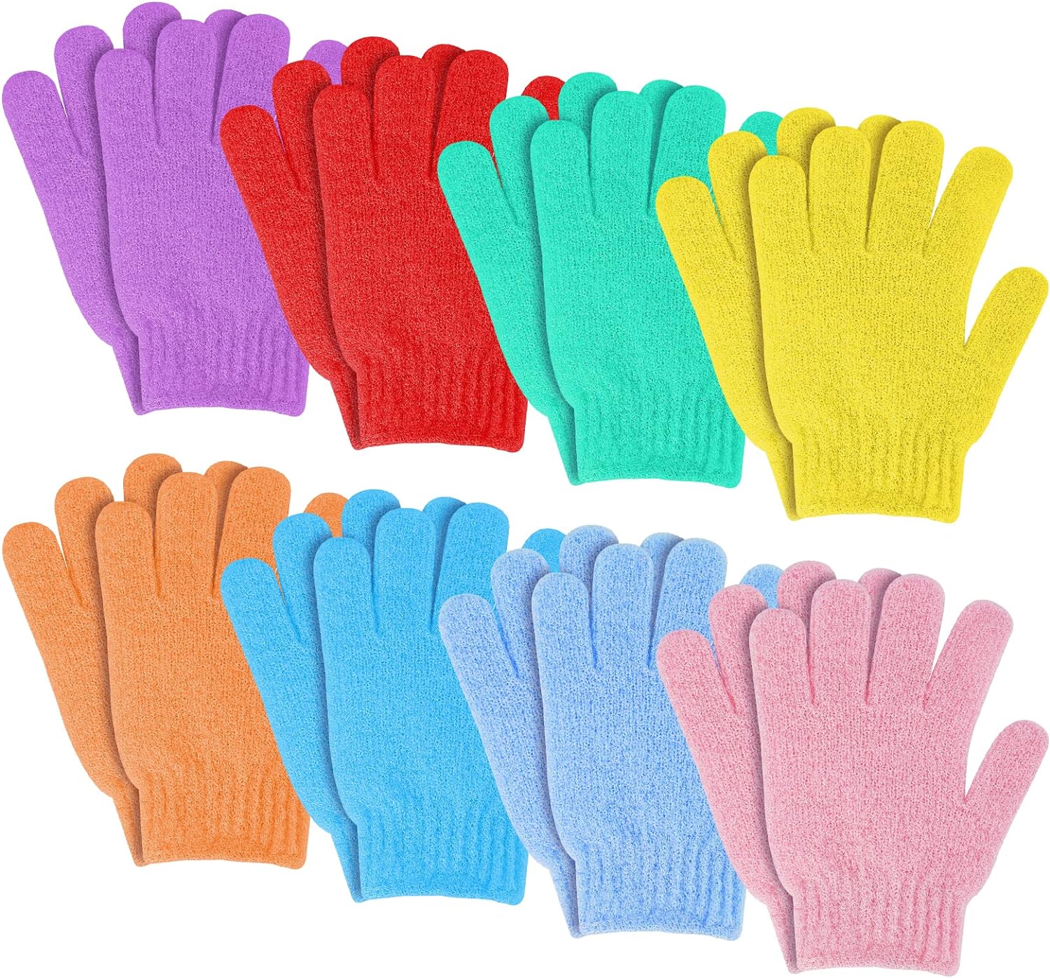 16 Pcs Pair Bath Gloves for Shower Natural Loofah Exfoliating Wash Gloves for Body and Face, Dead Skin Remover, Double Sided Microfibre Shower Body Gloves for Adults and Kids