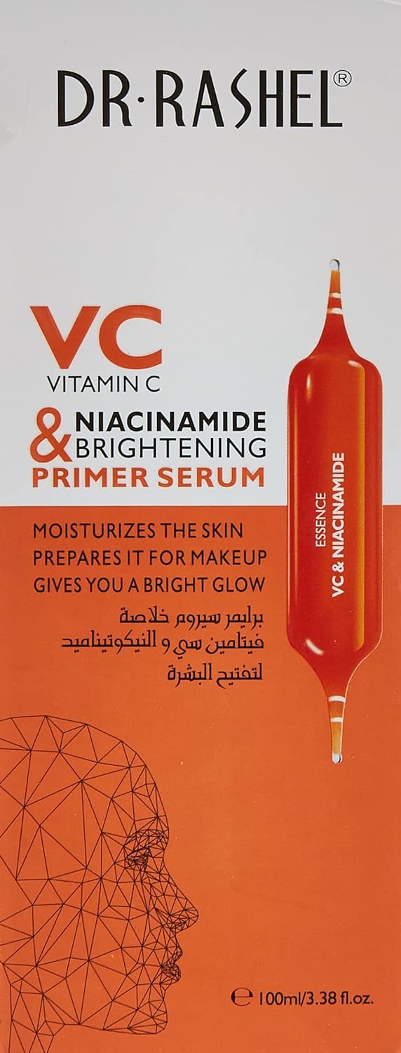 Dr. Rashel Vitamin C & Niacinamide Brightening Primer Serum Moisturizes Skin Refines Pores Controls Oil Brightens and Evens Out Skin Tone Personal Care Face Care