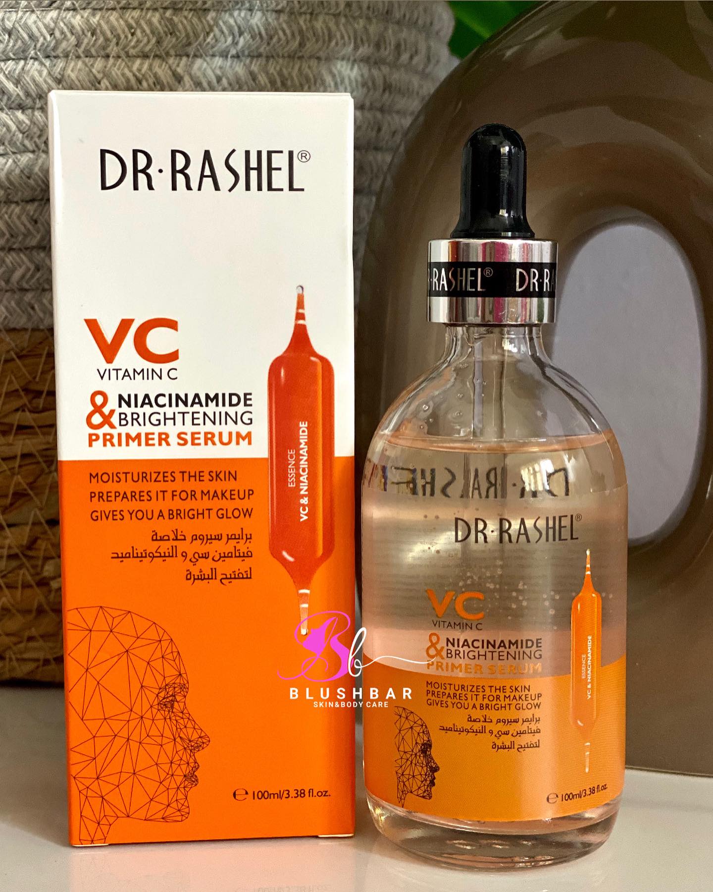 Dr. Rashel Vitamin C & Niacinamide Brightening Primer Serum Moisturizes Skin Refines Pores Controls Oil Brightens and Evens Out Skin Tone Personal Care Face Care