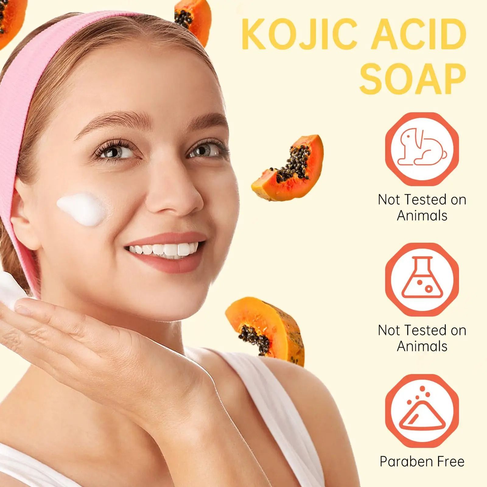 Lee Kojic Papaya Soap for Skin Shine 100g Whitening Handmade Papaya Dehumidifier for Whitening Soap with Dark Soap Extract Sp A7A9  Heals Acne or Pimples Sun spots & Freckles